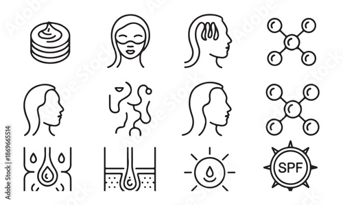 Skin care elements for beauty and health with molecules sun protection and hydration