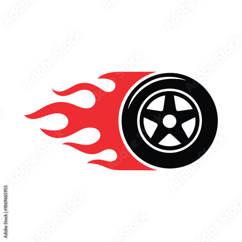 Black wheel with flames speed racing tire wheel