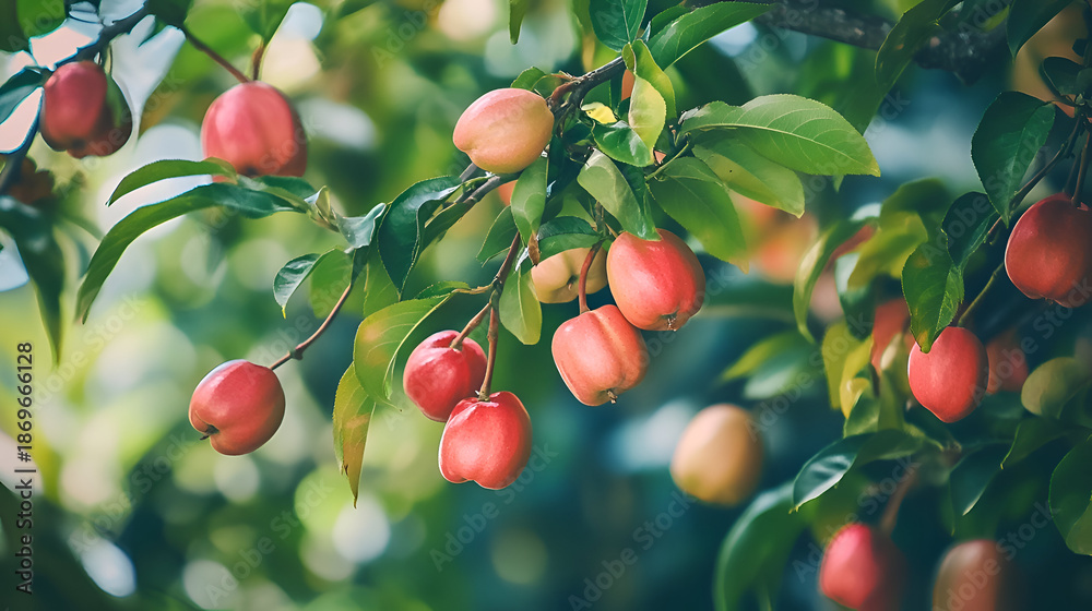 Obraz premium red apples on tree