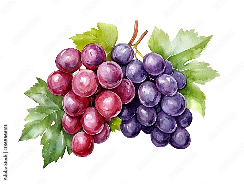 Fototapeta premium Watercolor Grapes: A Lush Botanical Study