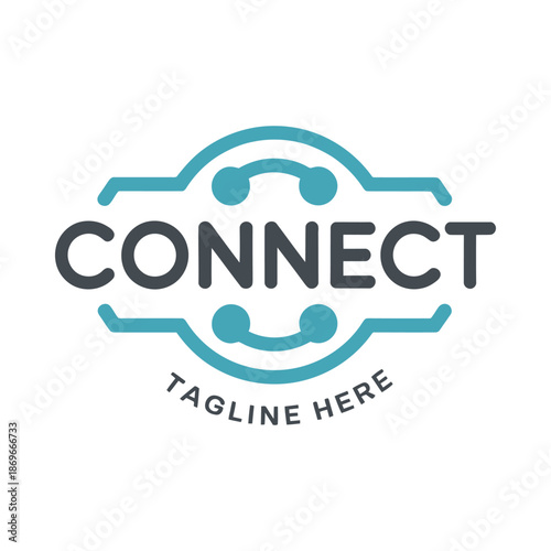 Blue connect logo with phone handset design and tagline space