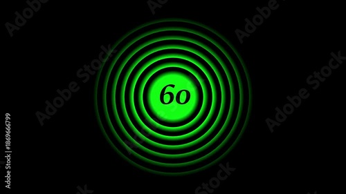 Abstract radio waves text 60 animation. on black background....