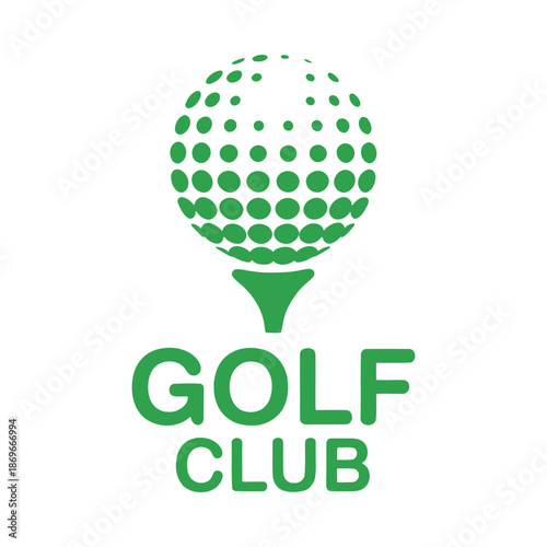 Golf club logo with green golf ball on tee