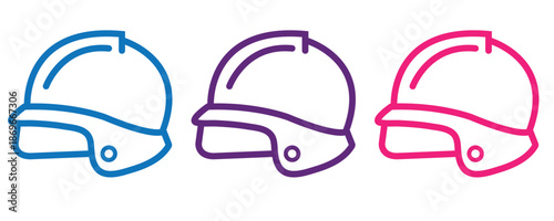 Helmet icon vector set, outline style helmet icons vector in trendy flat style illustration isolated on white background.