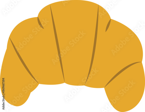 Delicious golden brown croissant pastry isolated on white. High-quality illustration of a fresh buttery french crescent roll for bakery, breakfast, and cafe menus or food branding.