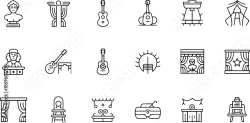 Musical Instruments Line Icons Collection