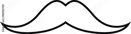 Classic Handlebar Mustache Vector Line Art; Hipster Moustache Outline Icon for Barbershop Branding, Men's Health Movember Awareness, Grooming Graphics, and Retro Facial Hair Style Design.