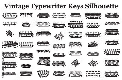 Vintage Typewriter Keys Silhouettes