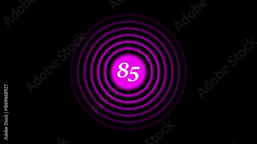 Abstract radio waves text 85 animation. on black background....