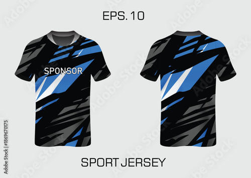 Modern Sport Jersey Design with Bold Stripes and Sponsor Branding for Athletes and Teams