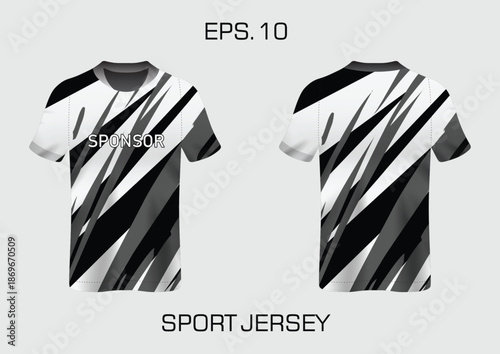 Stylish Sport Jersey Design Featuring Bold Black and White Patterns for Athletic Wear