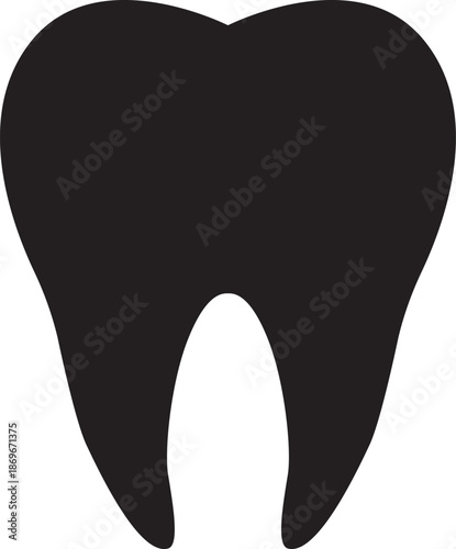 Tooth icon silhouette, dental shape silhouette, tooth vector icon, tooth silhouette vector, Black tooth shape symbol
