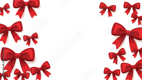 Elegant design with a festive scattering of red bows gracefully arranged in the corners, providing a charming decorative border.