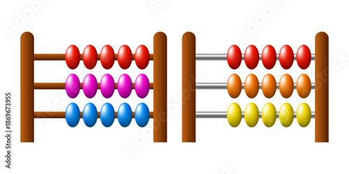 Wooden abacus 3d icon. Vector icon isolated on white background.