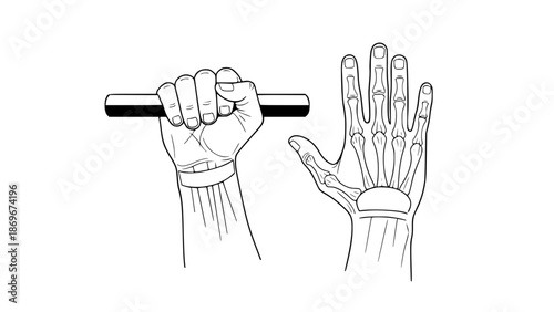 Vector illustration of human hands isolated, fitness and training style, flat design, clean anatomy illustration, gym educational graphic
