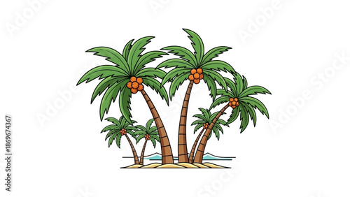 Tropical island getaway with palm trees and sandy beach