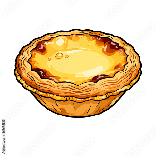 [Vector EPS]Delicious egg tart with golden crust and creamy filling