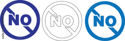 no symbol icons in blue and black colors for forbidden signs