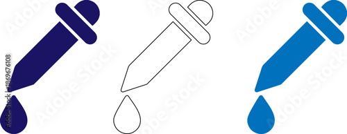 eye dropper icons in different colors for graphic design  colorful pipette symbols
