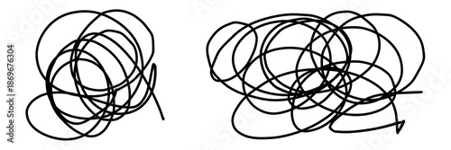 Photos wire, tangled thoughts, brain decision-making confuse