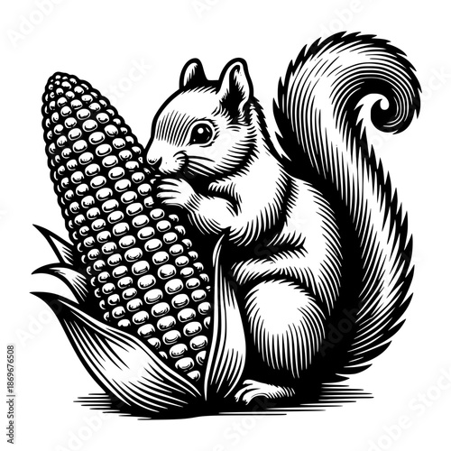 Squirrel feasting on corn kernel vector image illustration