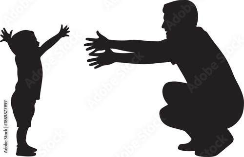 Silhouette of a parent and child playing Vector