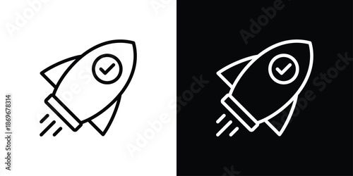 Rocket Launch Icon Sheet Black And White
