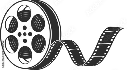 Film Reel Cinema Movie Line Art Illustration.