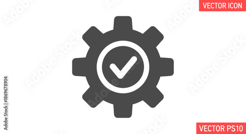 Gear with a checkmark icon symbolizing success and completion of tasks in a professional setting