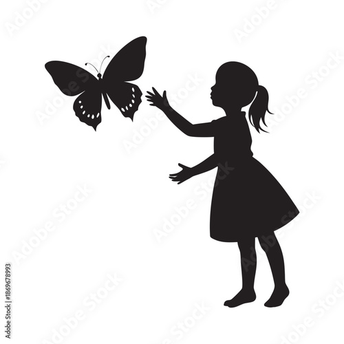 Sweet Child Dreaming Of Butterfly Silhouette