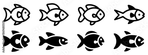 fish icon vector isolated collection