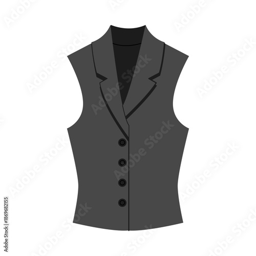Classic Waistcoat Isolated on White. Stylish women's clothing. Flat Vector Illustration.