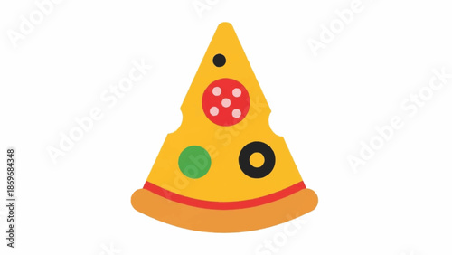 A vibrant illustration of a pizza slice with various toppings viewed from directly above