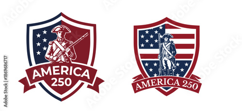 independence day badge, American flag and shield, amercian flag and badge, American 250 Years Independence Old Army Military Vector Design