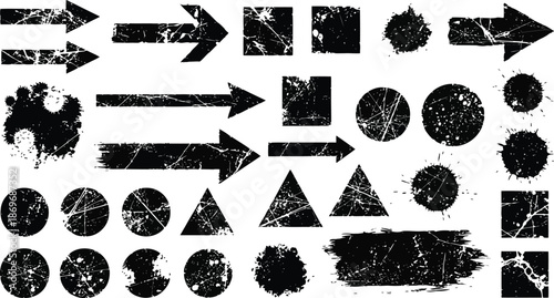 Grunge texture arrows and shapes set