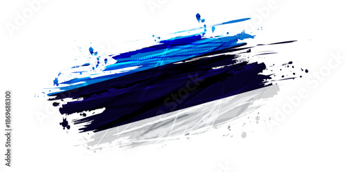 Estonia Flag with Grunge Brush Concept and Splatter Effect, Isolated on White Background