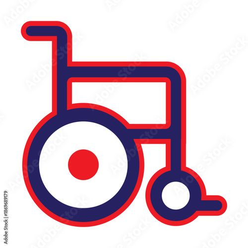 Illustration vector graphic of a Wheelchair accessibility Icon | Blue and Red Line icon