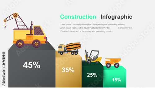 Modern Construction Infographic Template with Worker and Tools