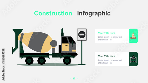 Modern Construction Infographic Template with Worker and Tools