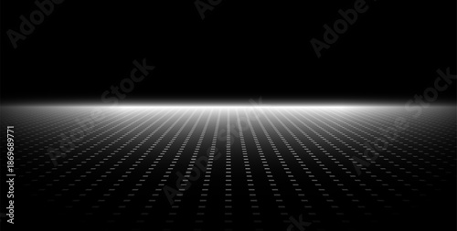 Abstract futuristic perspective wireframe grid background. Infinite horizon. Digital 3D grid. Endless horizon. Technology and sci-fi background.