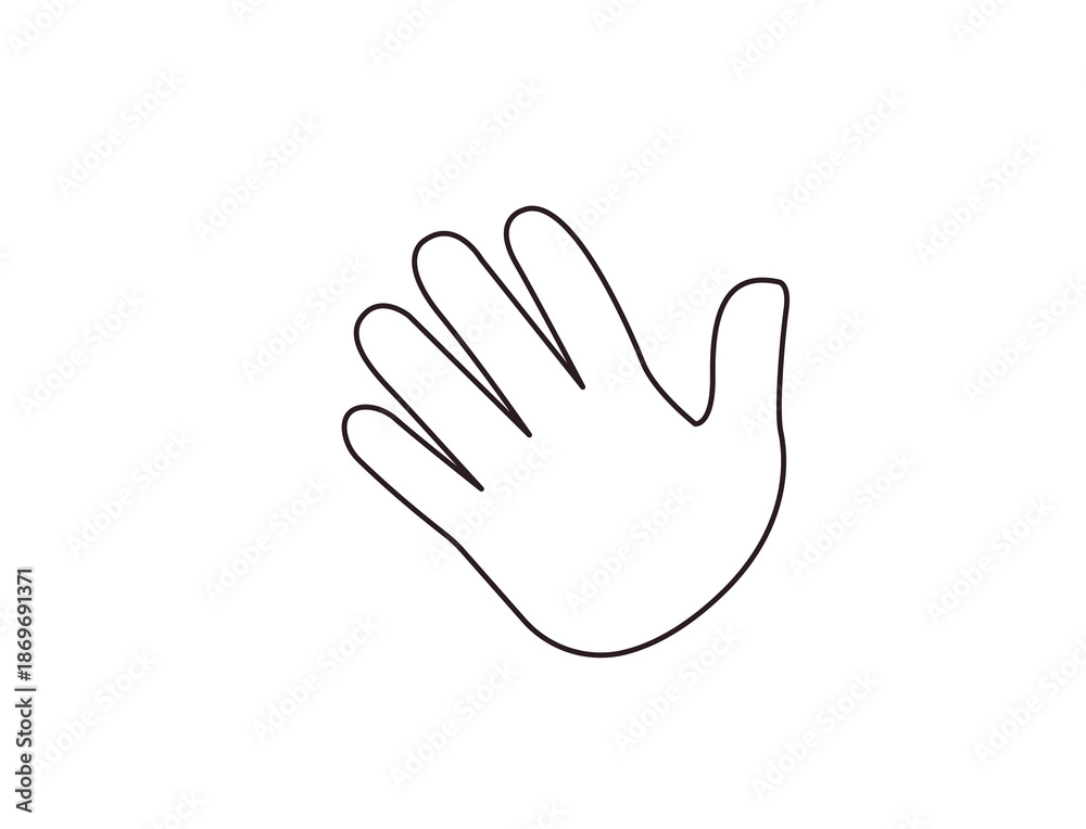 Fototapeta premium waving hand palm fingers hello high five emoji symbol sign icon vector illustration isolated flat greeting