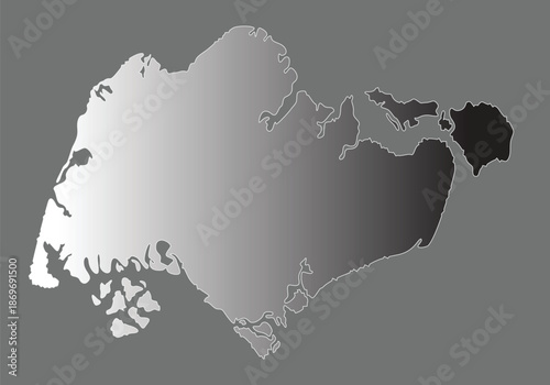 Singapore map silhouette gradient shading isolated 