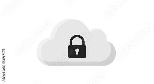 Secure Cloud Storage Icon Locked Cloud Computing Symbol for Data Protection and Cybersecurity