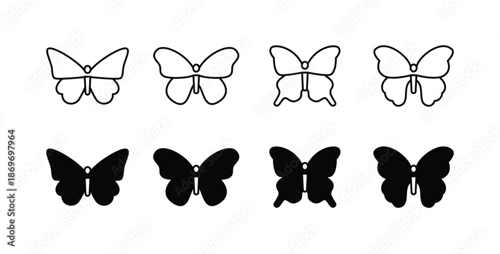 Fotografie butterfly icon button, vector, sign, symbol, logo, illustration, editable stroke