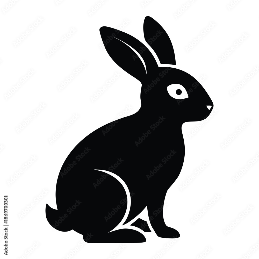 Fototapeta premium Rabbit Silhouette Vector Icon for Wildlife and Pet Branding