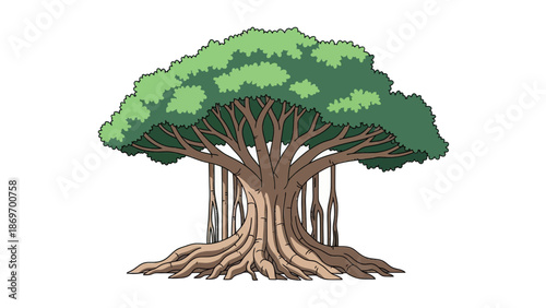 Majestic Banyan Tree with Sprawling Canopy