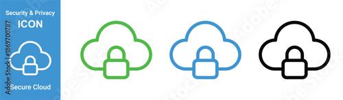 secure cloud storage padlock icon set data protection privacy design for web and app