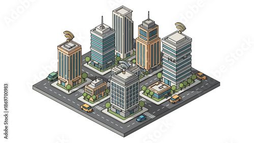 Isometric Smart City Pixel Art Concept