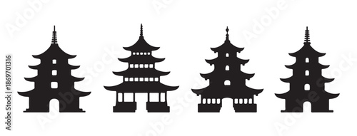 International travel destinations icon set featuring famous buildings transport and natural symbols