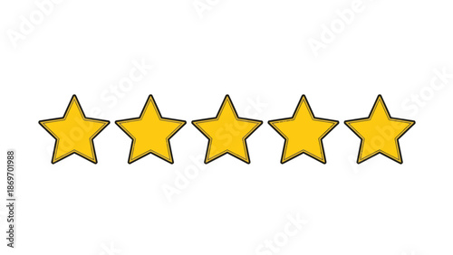 Five Star Rating Illustration, Golden Stars